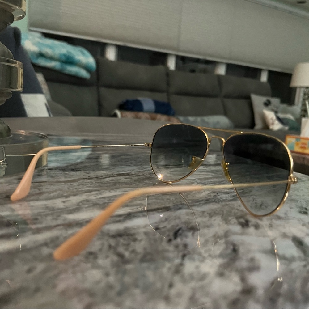 Ray-Ban Gold Frame with Blue Lenses Sunglasses